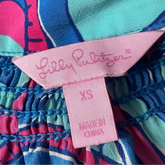 Lilly Pulitzer Elsa Silk Blue/Pink Reel Me Resort Top 35524 - Picture 11 of 13
